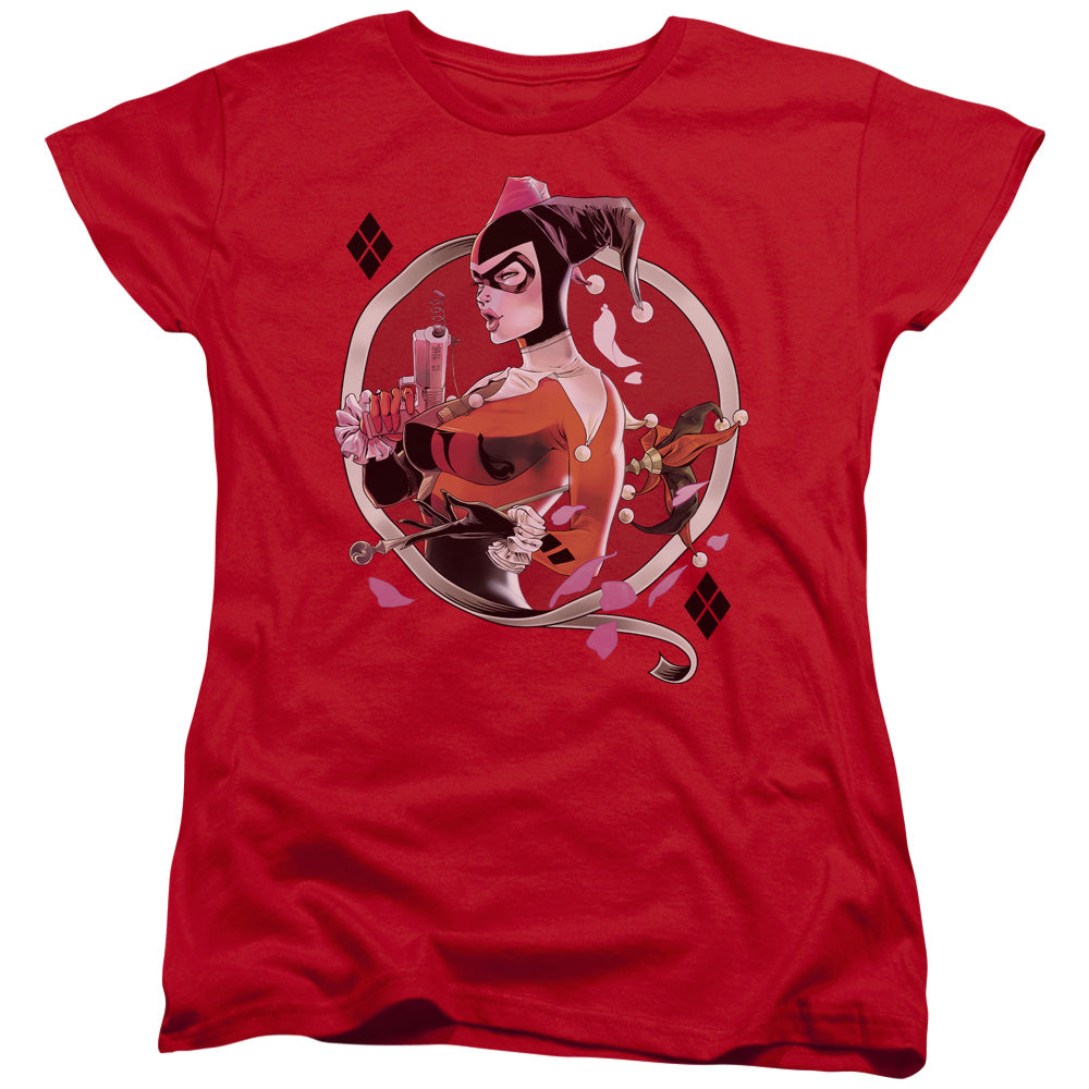 Batman Harley Q Womens T Shirt Red Officially Licensed