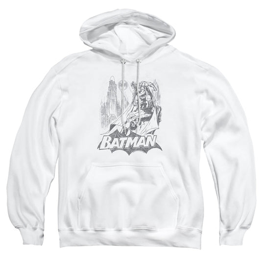Batman Bat Sketch Mens Hoodie White Officially Licensed