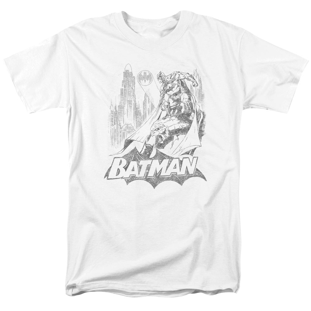 Batman Bat Sketch Mens T Shirt White Officially Licensed
