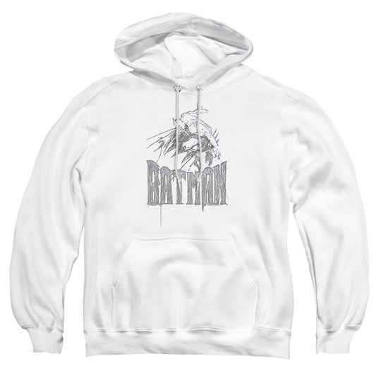 Batman Knight Sketch Mens Hoodie White Officially Licensed