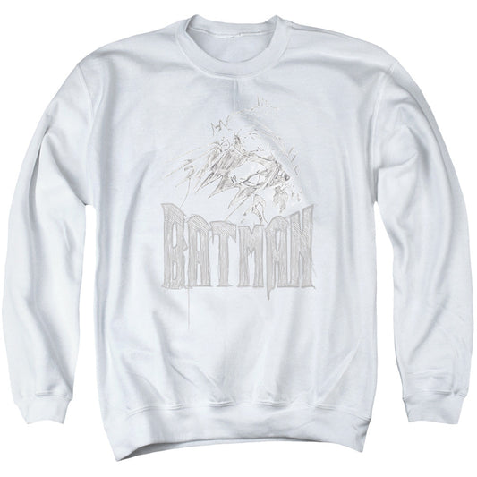 Batman Knight Sketch Mens Crewneck Sweatshirt White