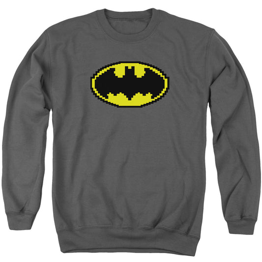 Batman Pixel Symbol Mens Crewneck Sweatshirt Charcoal