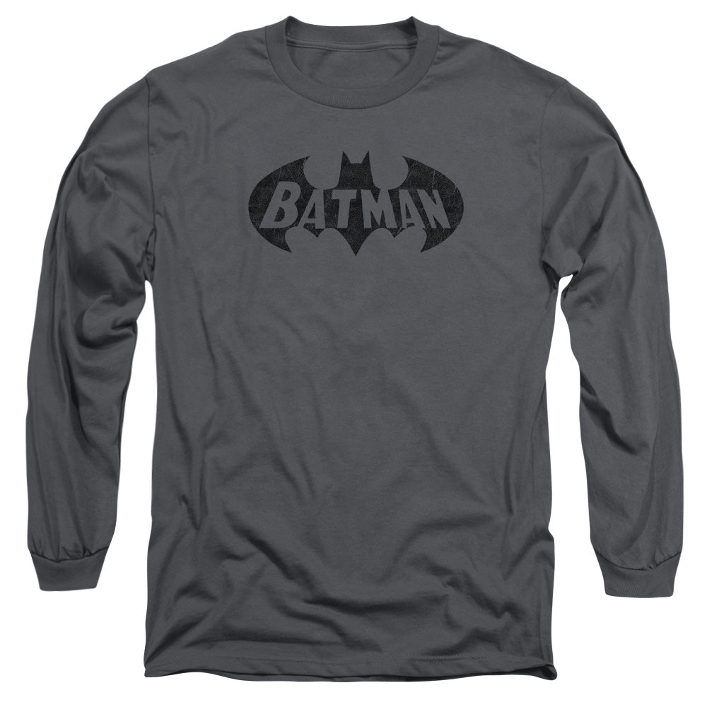Batman Crackle Bat Mens Long Sleeve Shirt Charcoal Officially Licensed