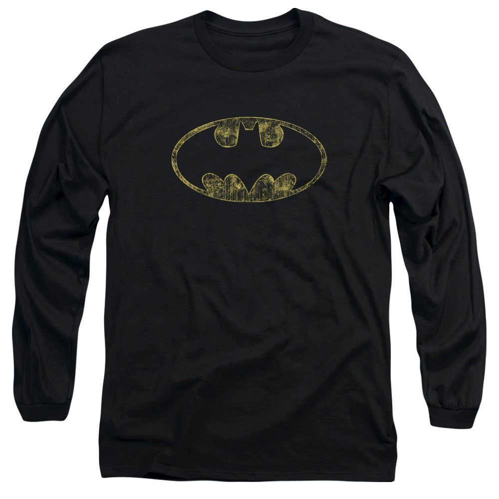Batman Tatered Logo Mens Long Sleeve Shirt Black Officially Licensed