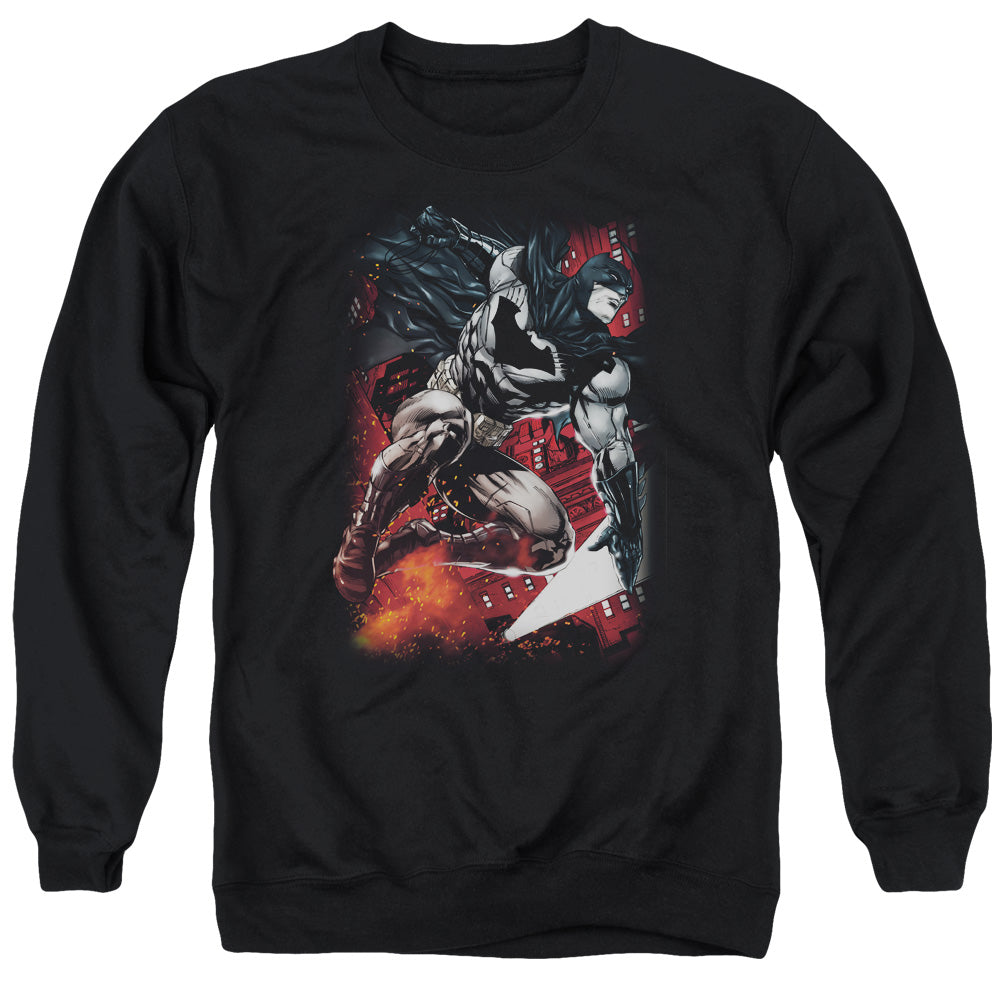 Batman Sparks Leap Mens Crewneck Sweatshirt Black