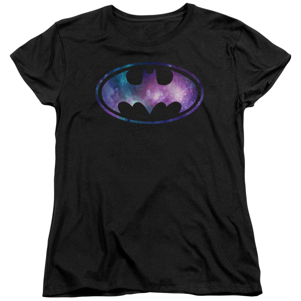 Batman Galaxy Signal Womens T Shirt Black Officially Licensed