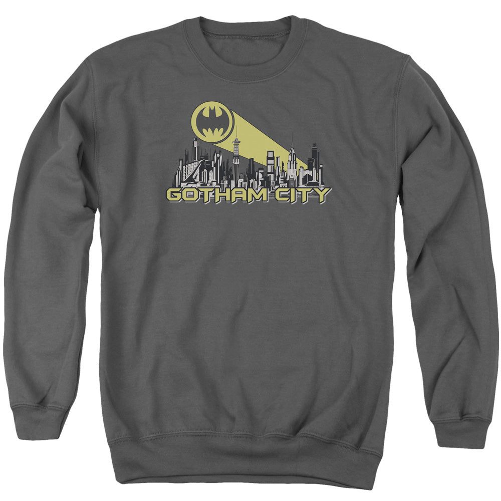 Batman Gotham Skyline Mens Crewneck Sweatshirt Charcoal