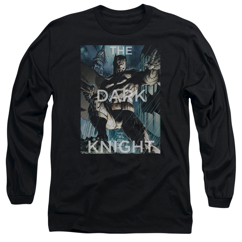 Batman Fighting The Storm Mens Long Sleeve Shirt Black Officially Licensed