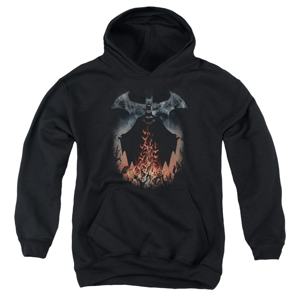 Batman Smoke & Fire Kids Youth Hoodie Black Officially Licensed