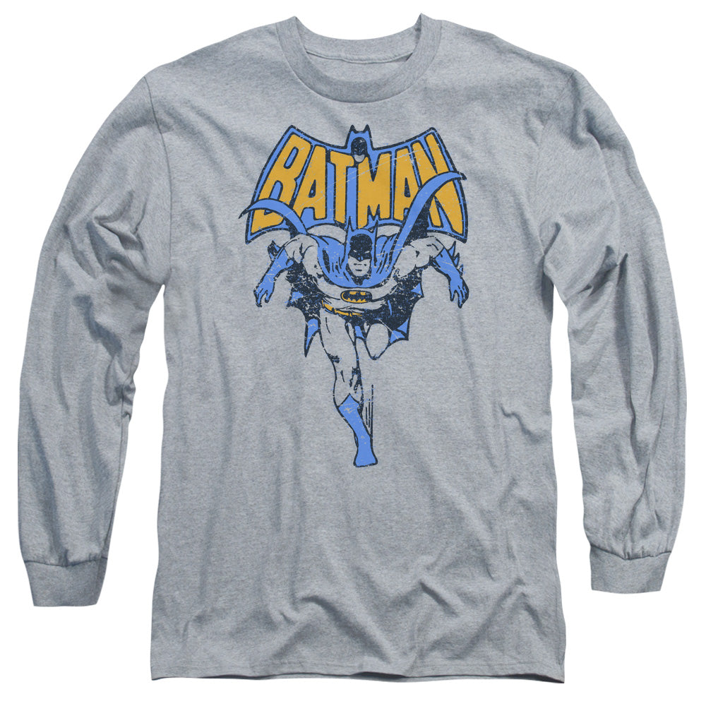 Batman Vintage Run Mens Long Sleeve Shirt Athletic Heather Officially Licensed