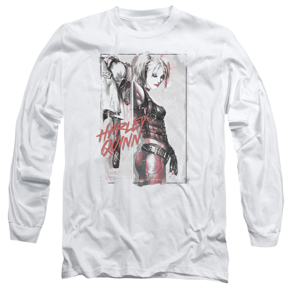 Batman Ink Wash Harley Mens Long Sleeve Shirt White Officially Licensed