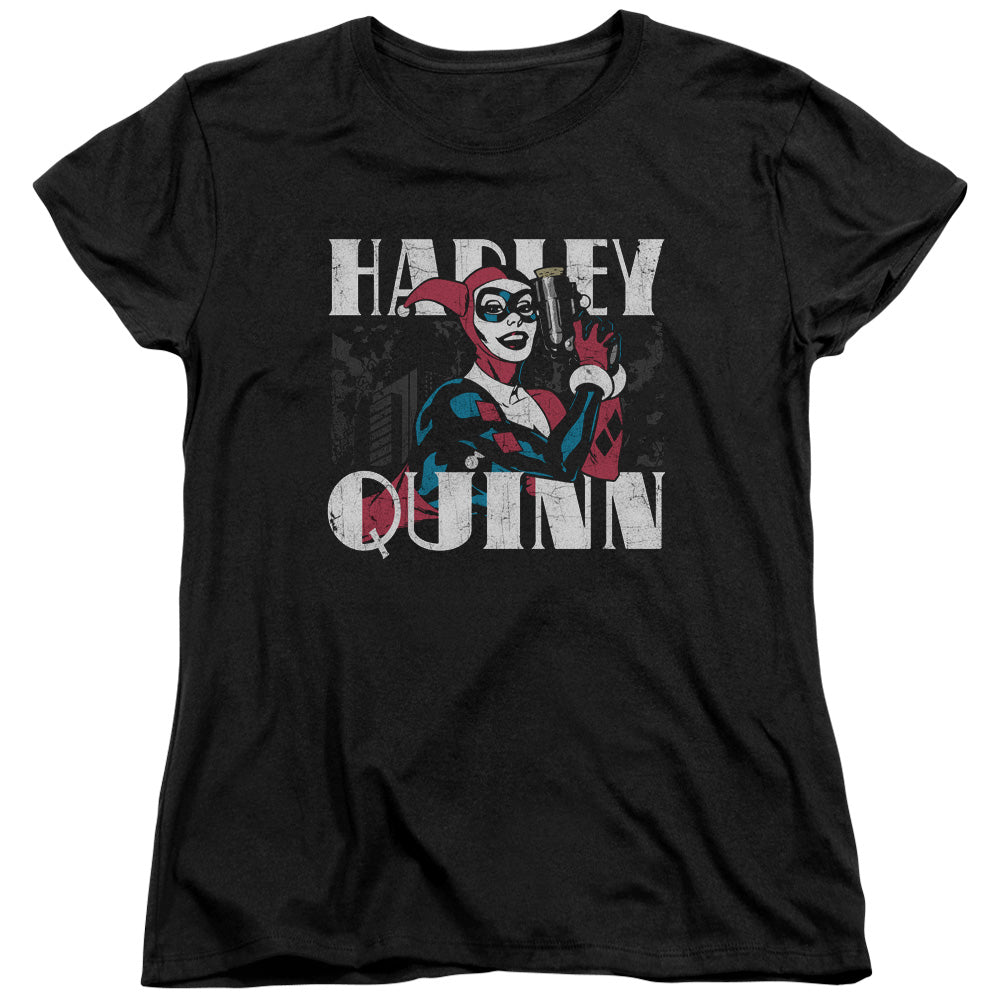 Batman Harley Bold Womens T Shirt Black Officially Licensed