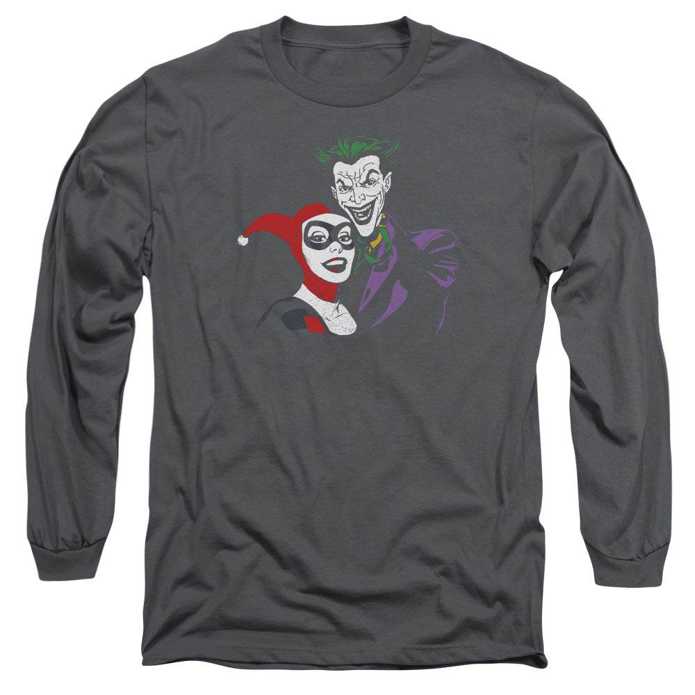 Batman Joker & Harley Mens Long Sleeve Shirt Charcoal Officially Licensed