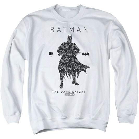 Batman Paislety Silhouette Mens Crewneck Sweatshirt White