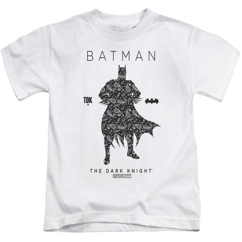 Batman Paislety Silhouete Juvenile Kids Youth T Shirt White Officially Licensed