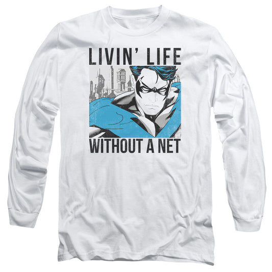 Batman Without A Net Mens Long Sleeve Shirt White Officially Licensed