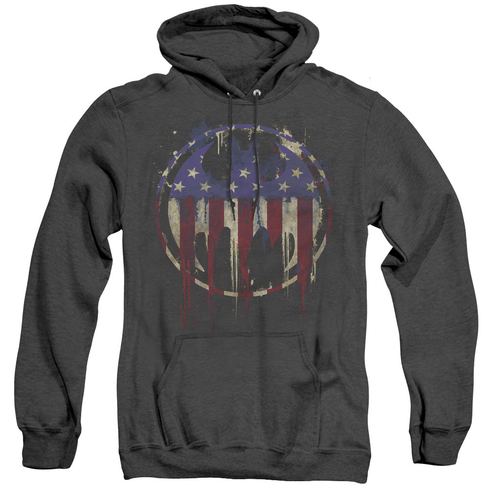 Batman Bleeding Signal Heather Mens Hoodie Black Officially Licensed
