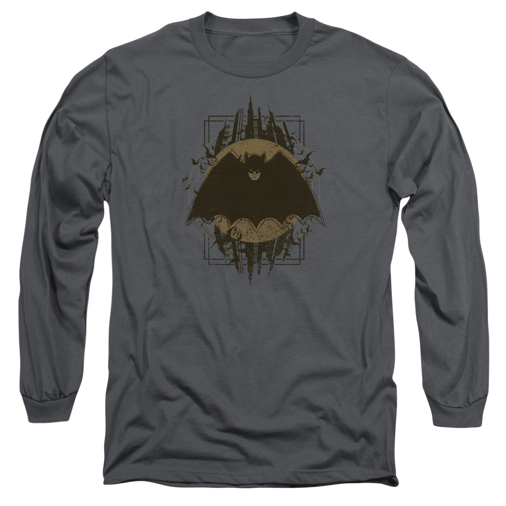 Batman Batman Crest Mens Long Sleeve Shirt Charcoal Officially Licensed