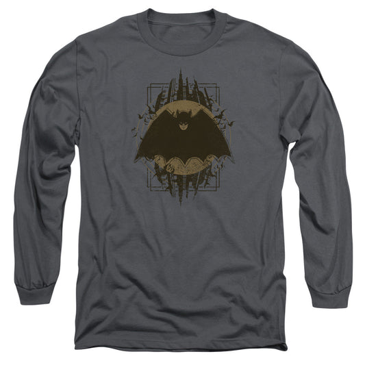 Batman Batman Crest Mens Long Sleeve Shirt Charcoal Officially Licensed