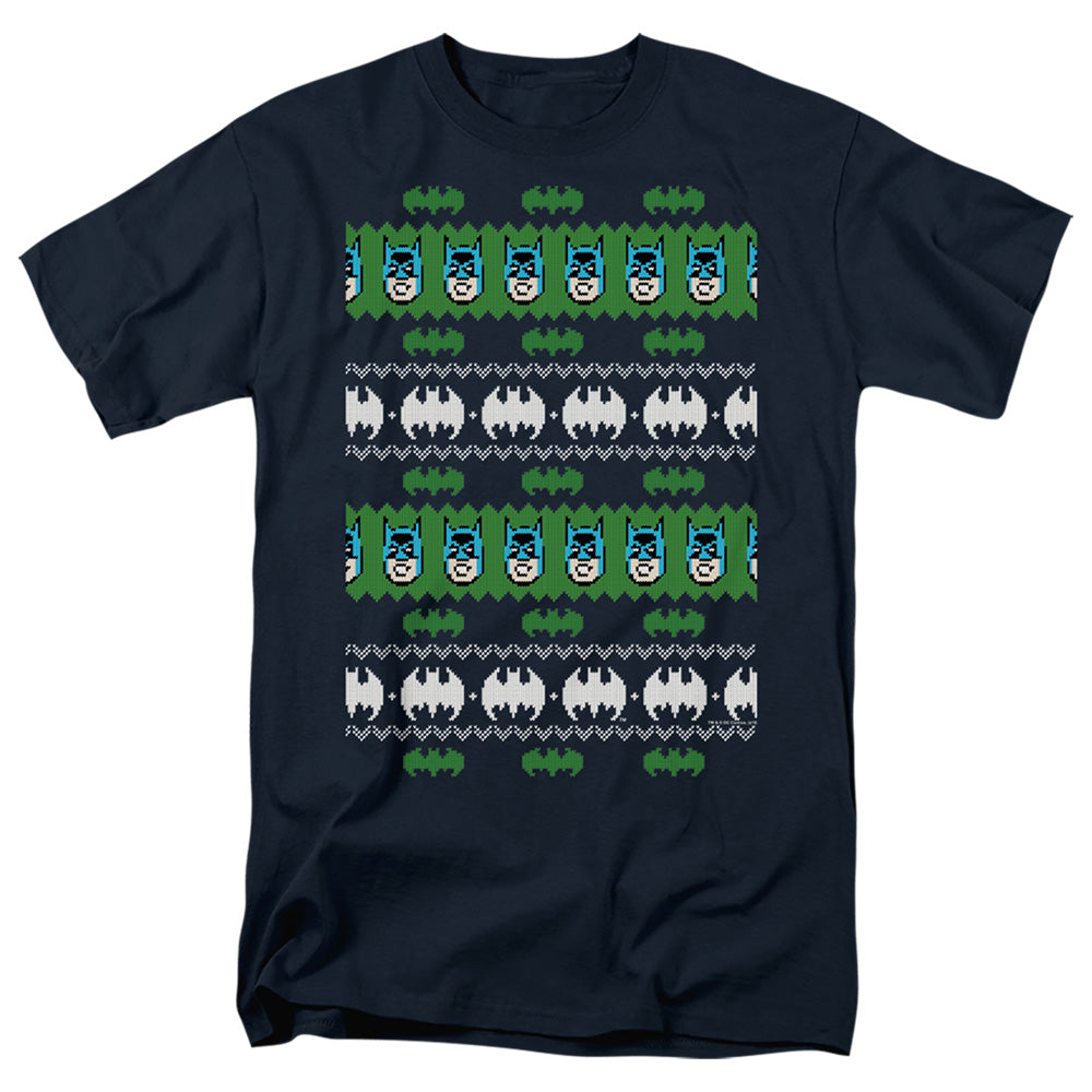 Batman Batman Christmas Sweater Mens T Shirt Navy Officially Licensed