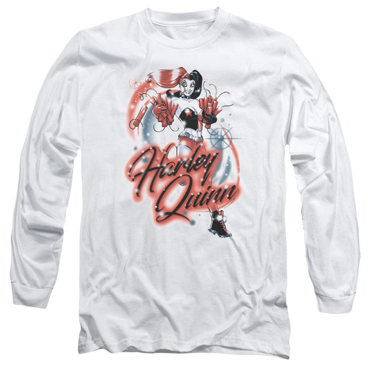 Batman Harley Airbrush Mens Long Sleeve Shirt White Officially Licensed