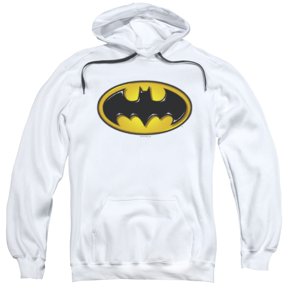 Batman Airbrush Bat Symbol Mens Hoodie White Officially Licensed