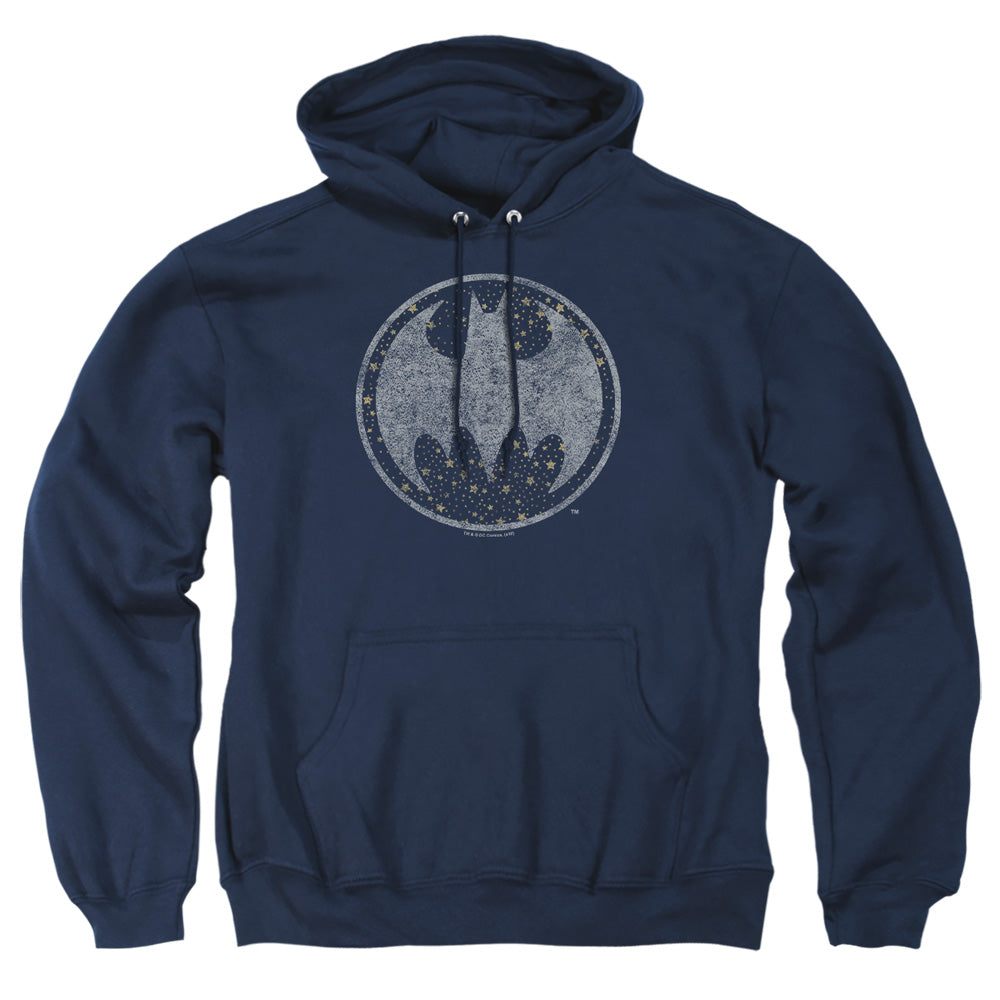 Batman Starry Night Shield Mens Hoodie Navy Officially Licensed