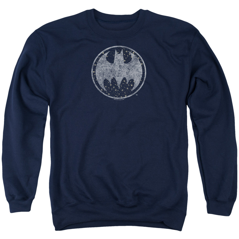 Batman Starry Night Shield Mens Crewneck Sweatshirt Navy