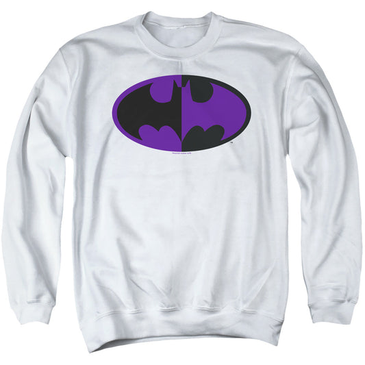 Batman Split Symbol Mens Crewneck Sweatshirt White
