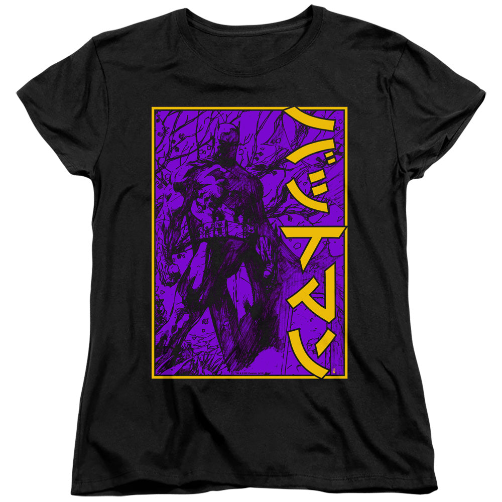 Batman Big Framed Kanji Womens T Shirt Black Officially Licensed