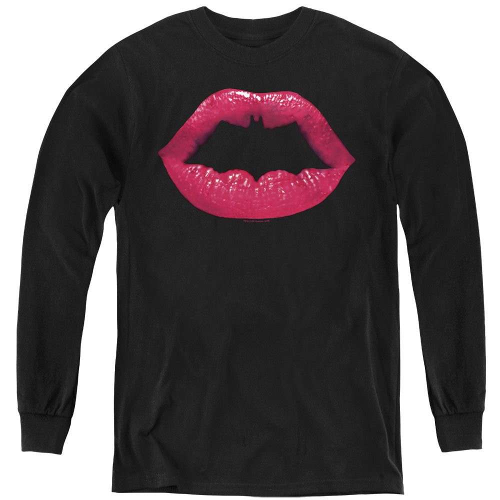 Batman Bat Kiss Long Sleeve Kids Youth T Shirt Black Officially Licensed