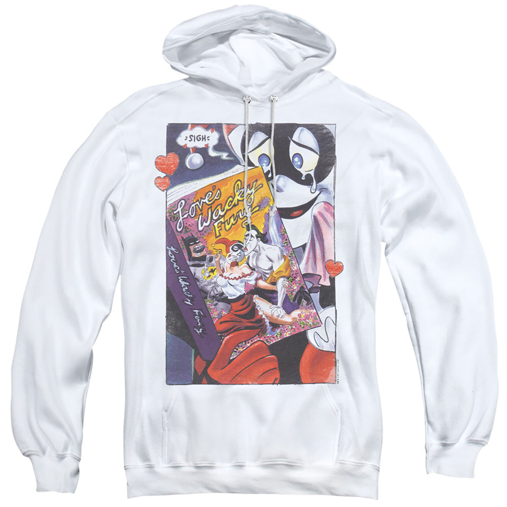 Batman Loves Wacky Fury Mens Hoodie White Officially Licensed