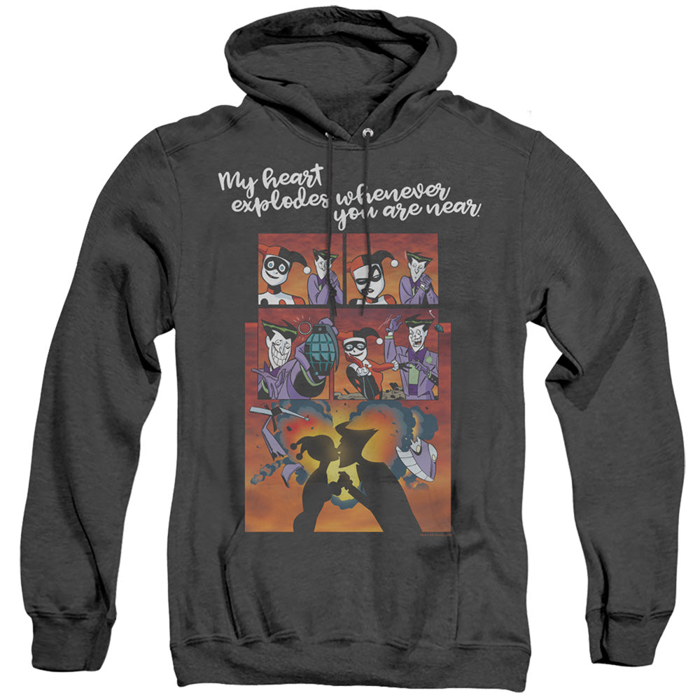 Batman Explode Heather Mens Hoodie Black Officially Licensed