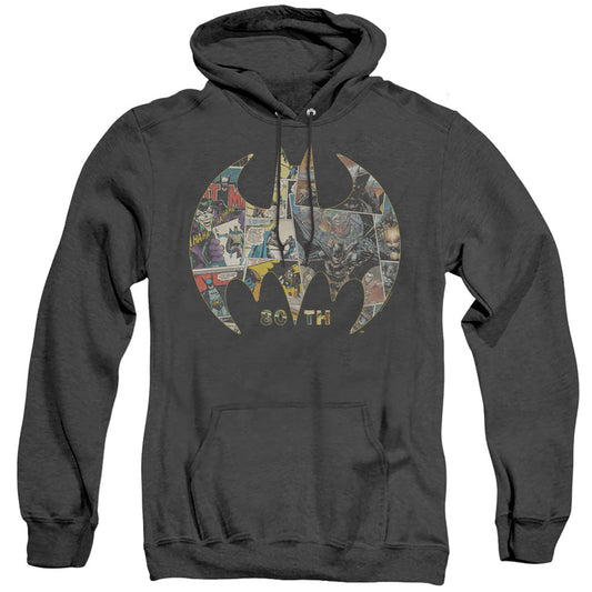 Batman 80Th Shield Heather Mens Hoodie Black Officially Licensed