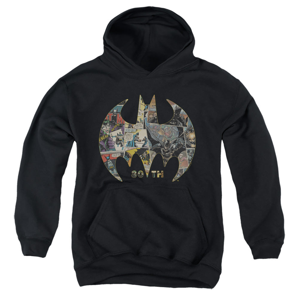 Batman 80th Shield Kids Youth Hoodie Black Officially Licensed