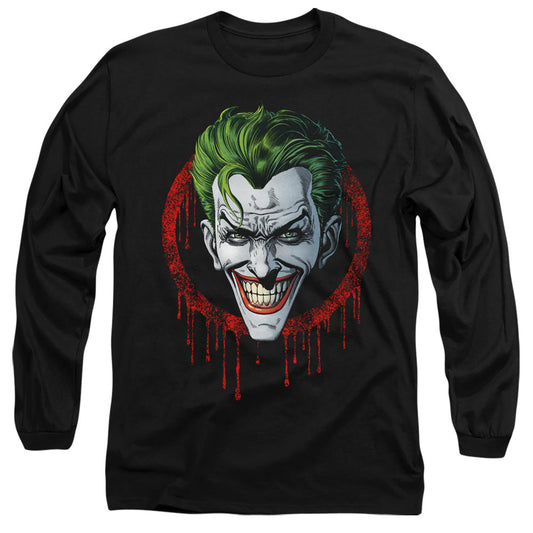 Batman Joker Drip Mens Long Sleeve Shirt Black Officially Licensed