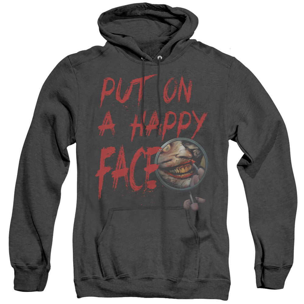 Batman Happy Face Heather Mens Hoodie Black Officially Licensed