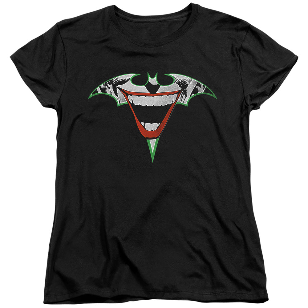 Batman Joker Bat Logo Womens T Shirt Black Officially Licensed