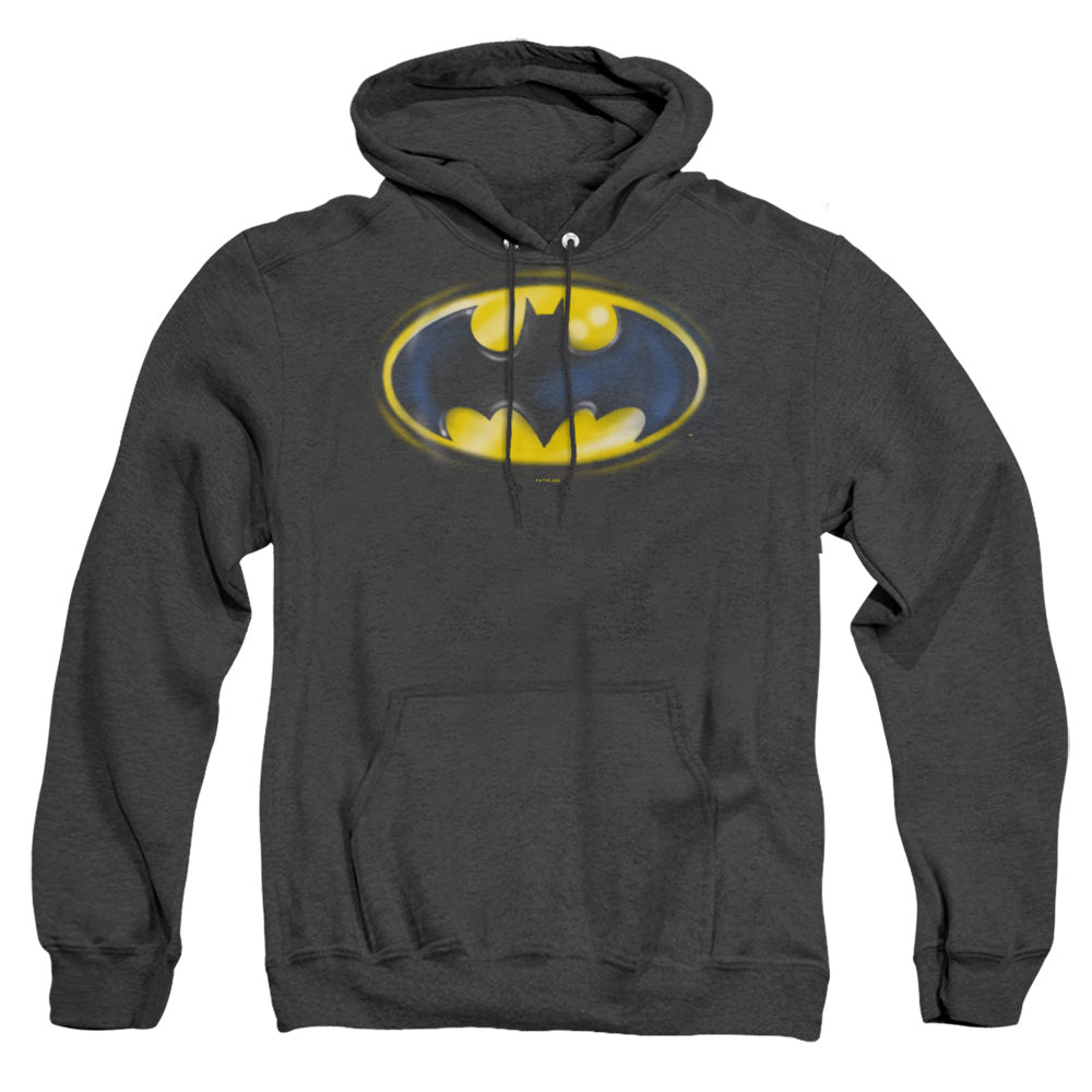 Batman Batman Airbrush Logo Heather Mens Hoodie Black Officially Licensed