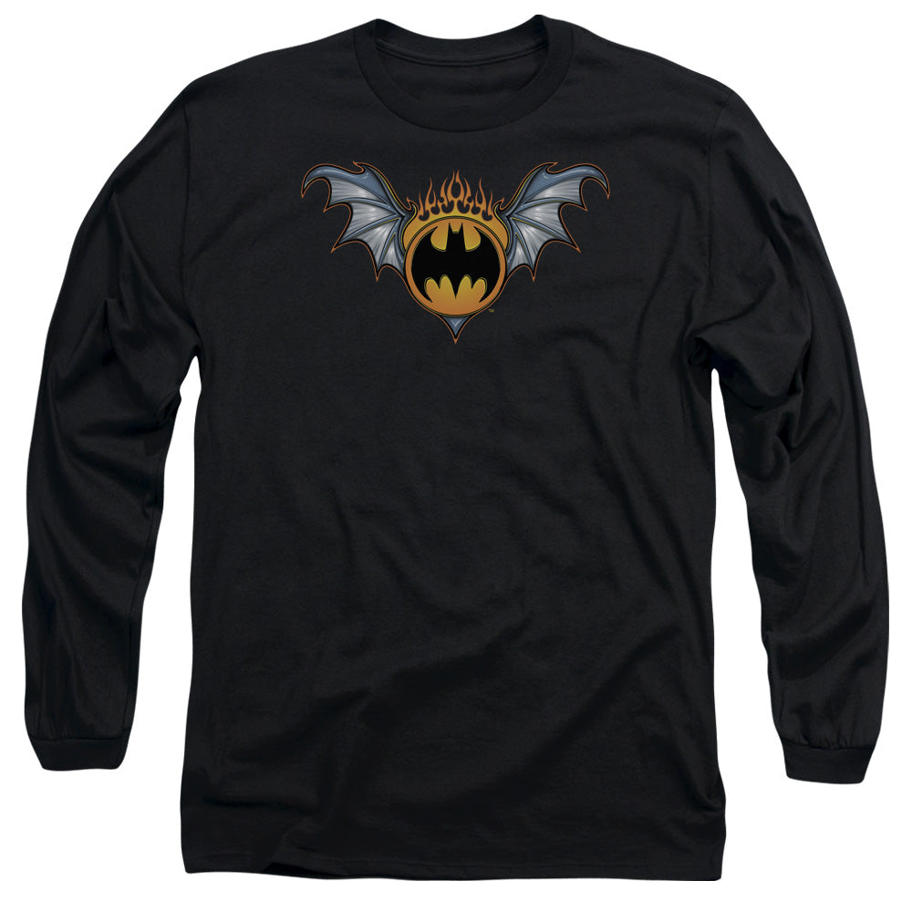 Batman Bat Wings Logo Mens Long Sleeve Shirt Black Officially Licensed