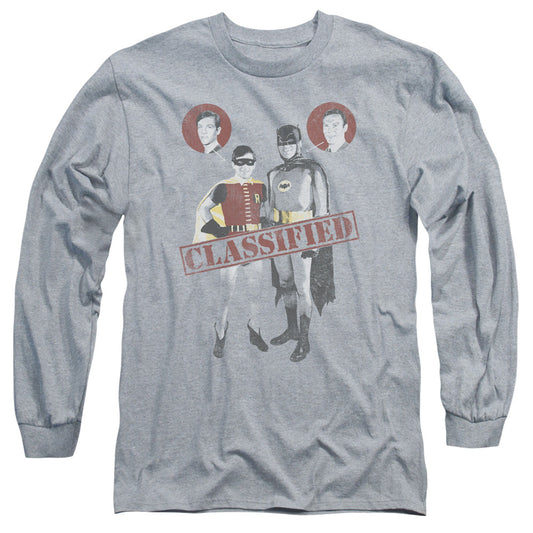 Batman Classic Tv Classified Mens Long Sleeve Shirt Athletic Heather Officially Licensed