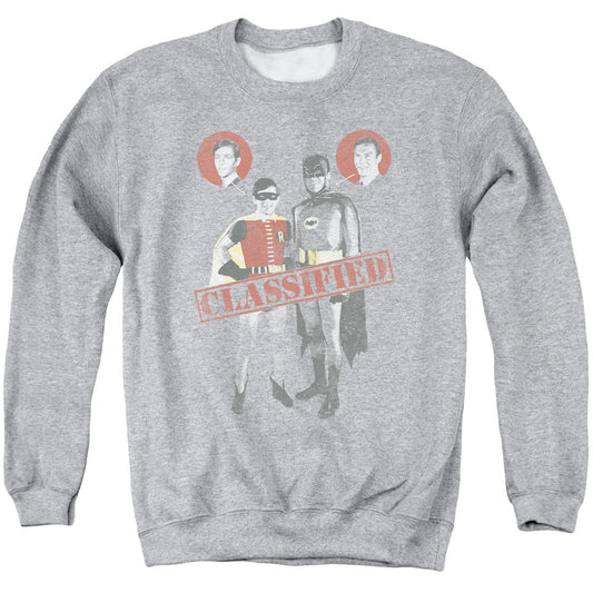 Batman Classic Tv Classified Mens Crewneck Sweatshirt Athletic Heather Officially Licensed