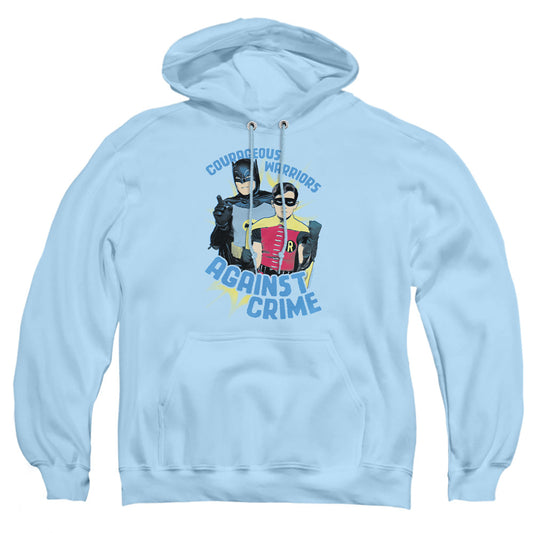 Batman Classic Tv Courageous Warriors Mens Hoodie Light Blue Officially Licensed