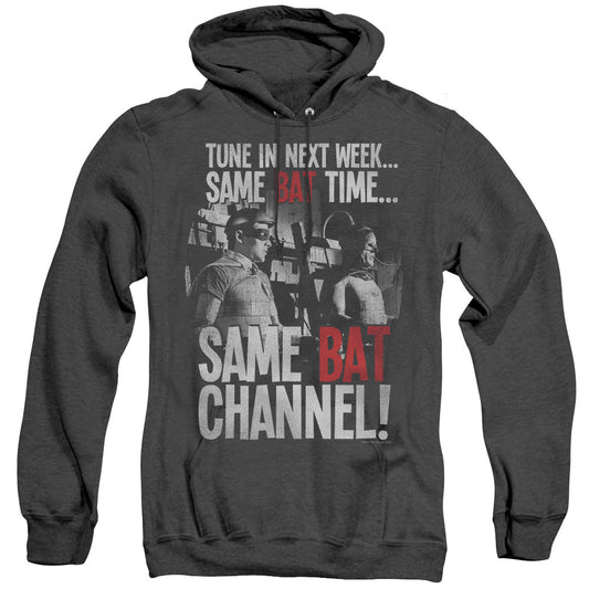 Batman Classic Tv Bat Channel Heather Mens Hoodie Black Officially Licensed