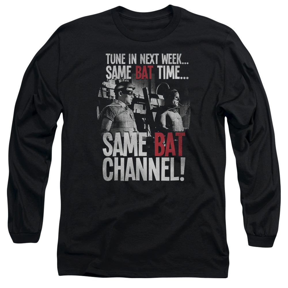 Batman Classic Tv Bat Channel Mens Long Sleeve Shirt Black Officially Licensed