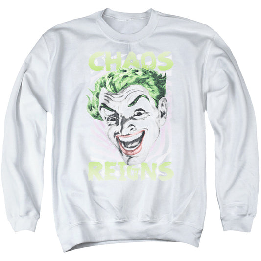 Batman Classic Tv Chaos Reigns Mens Crewneck Sweatshirt White Officially Licensed
