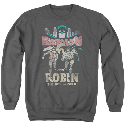 Batman Classic Tv Classic Duo Mens Crewneck Sweatshirt Charcoal Officially Licensed