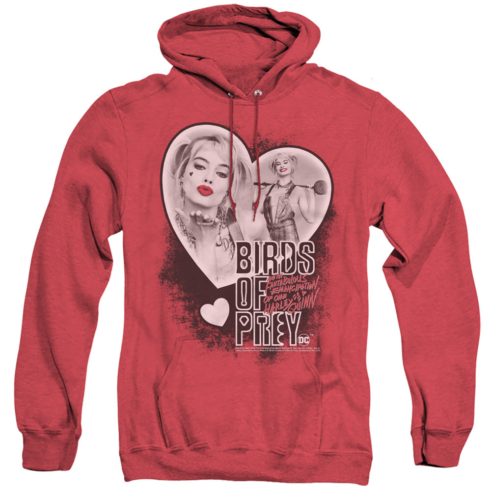 Birds Of Prey Heart Harley Heather Mens Hoodie Red Officially Licensed