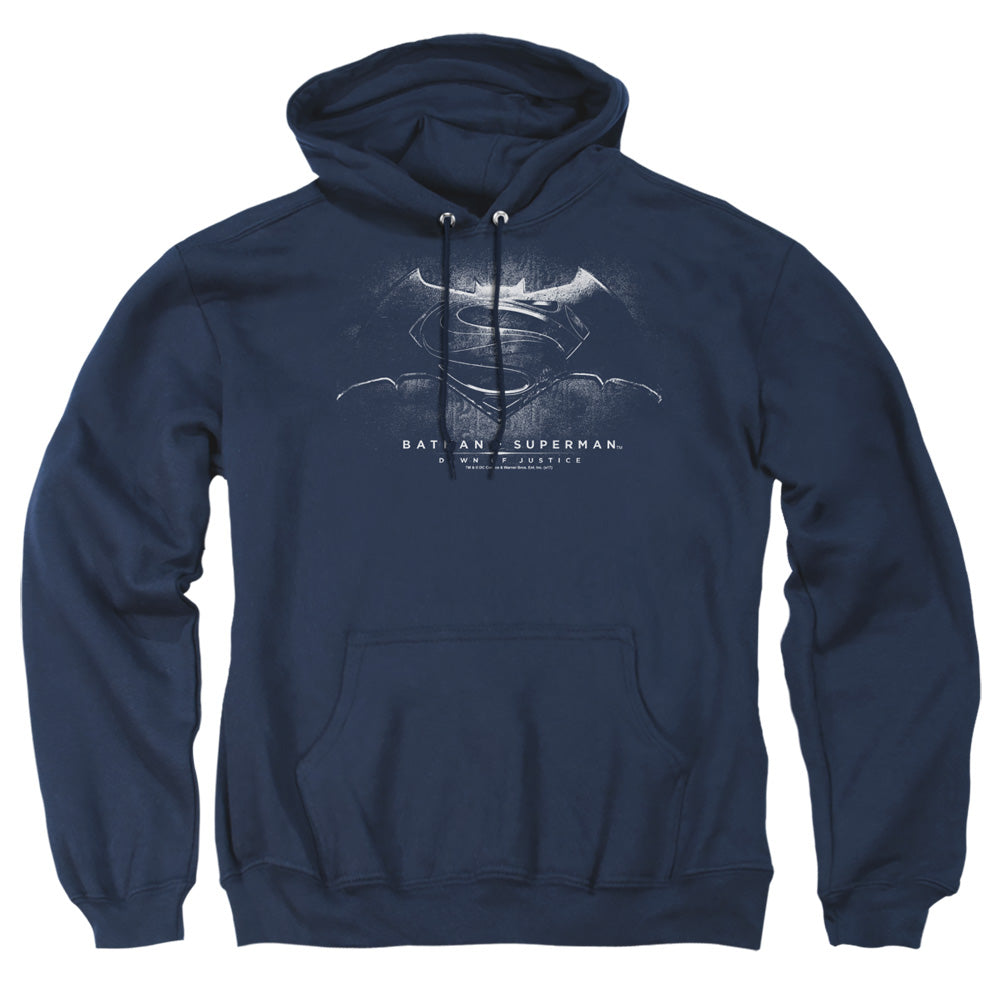 Batman V Superman Bw Logo Mens Hoodie Navy Officially Licensed