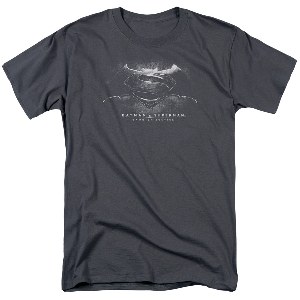 Batman V Superman Bw Logo Mens T Shirt Charcoal Officially Licensed
